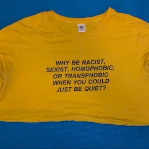 political logo yellow super cropped t-shirt